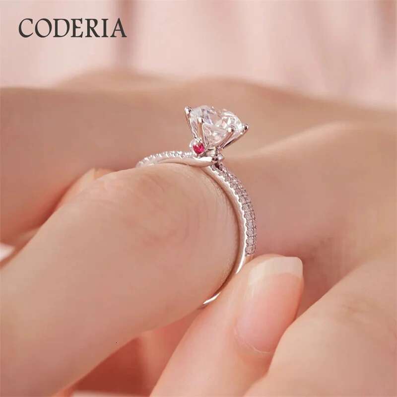 Sterling Silver Women Ring Plated 18K White Gold With Brilliant Diamond Cut 1 Carat Moissanite Wedding Rings Promise Band