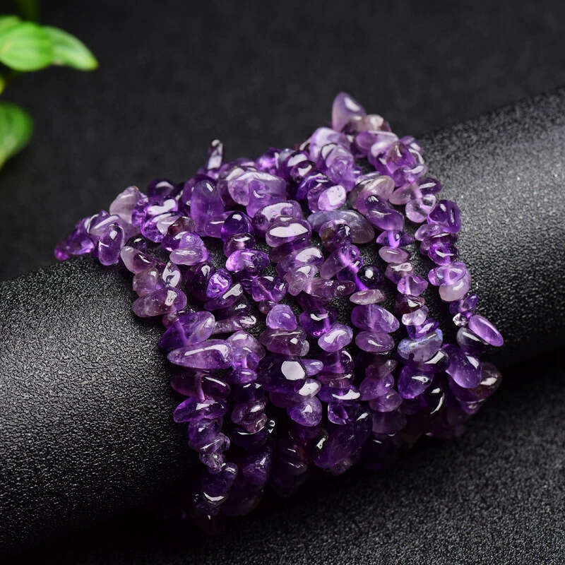 Natural amethyst with multiple colors, irregular crystal crushed stone for women, elastic bracelet