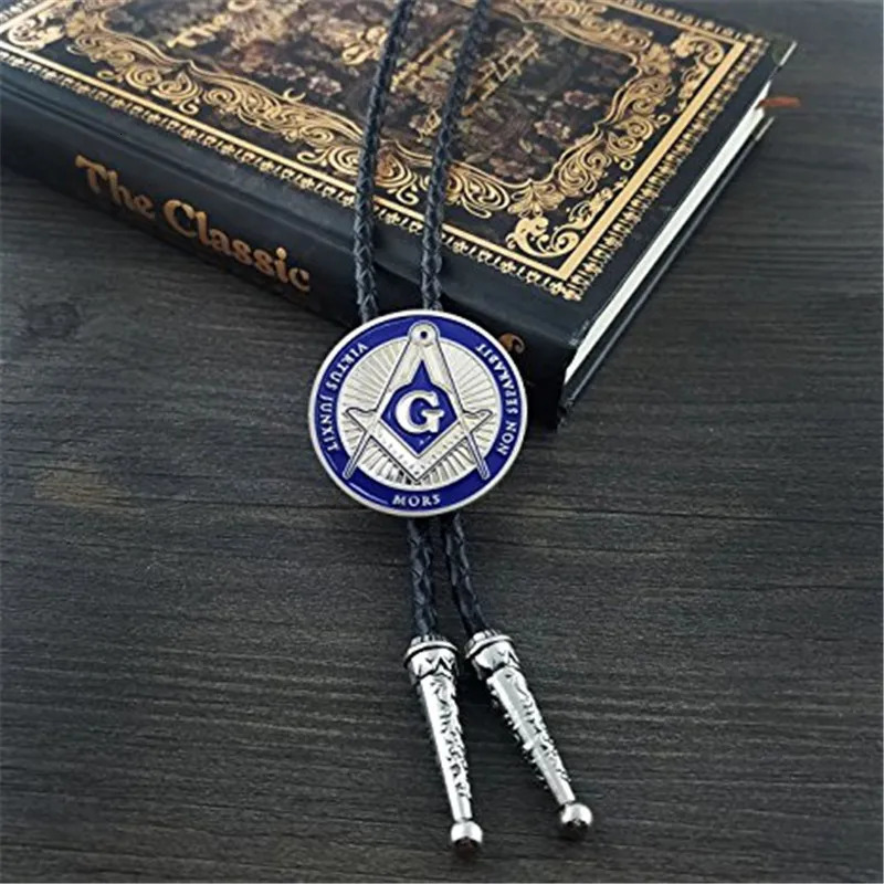 Europe and America Freemason Fashion Leather Cord Necklace bolo tie 250430