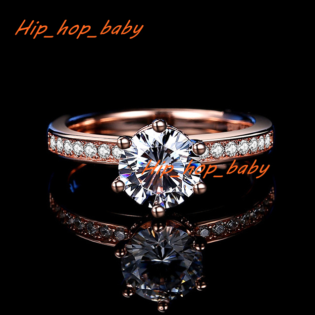 Custom Solitaire Rings Rose Gold Plated Prong Setting Crown Shaped Finger Rings 925 Sterling Silver Moissanite Wedding Rings