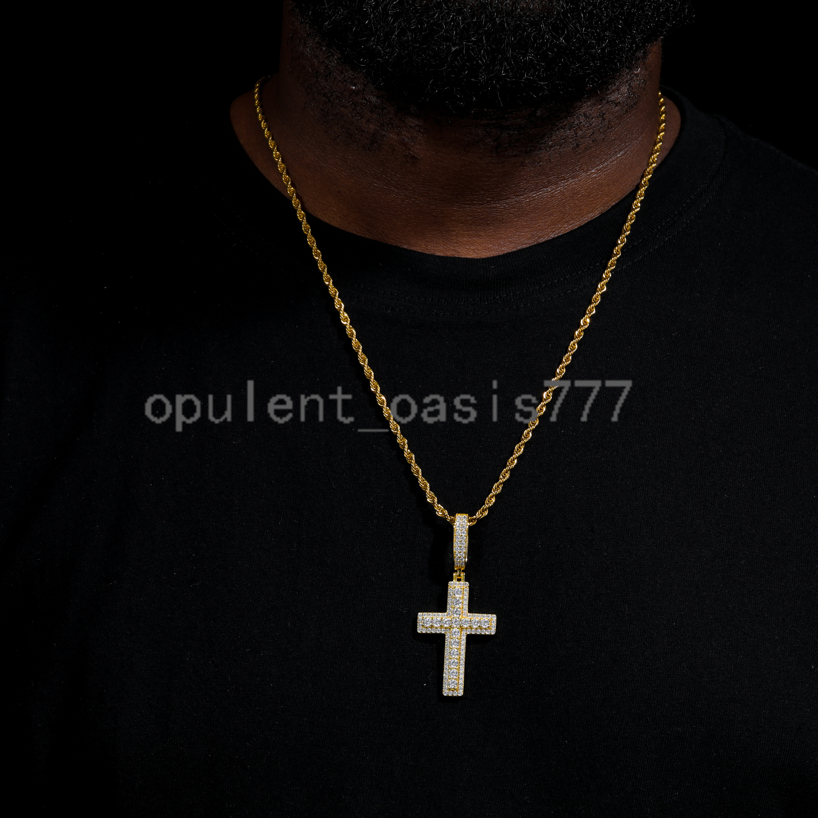 Christian Jewelry Fashion 925 Sterling Silver Lab Grown Moissanite Diamond Iced Out 2 Layers Cross Pendant for Men