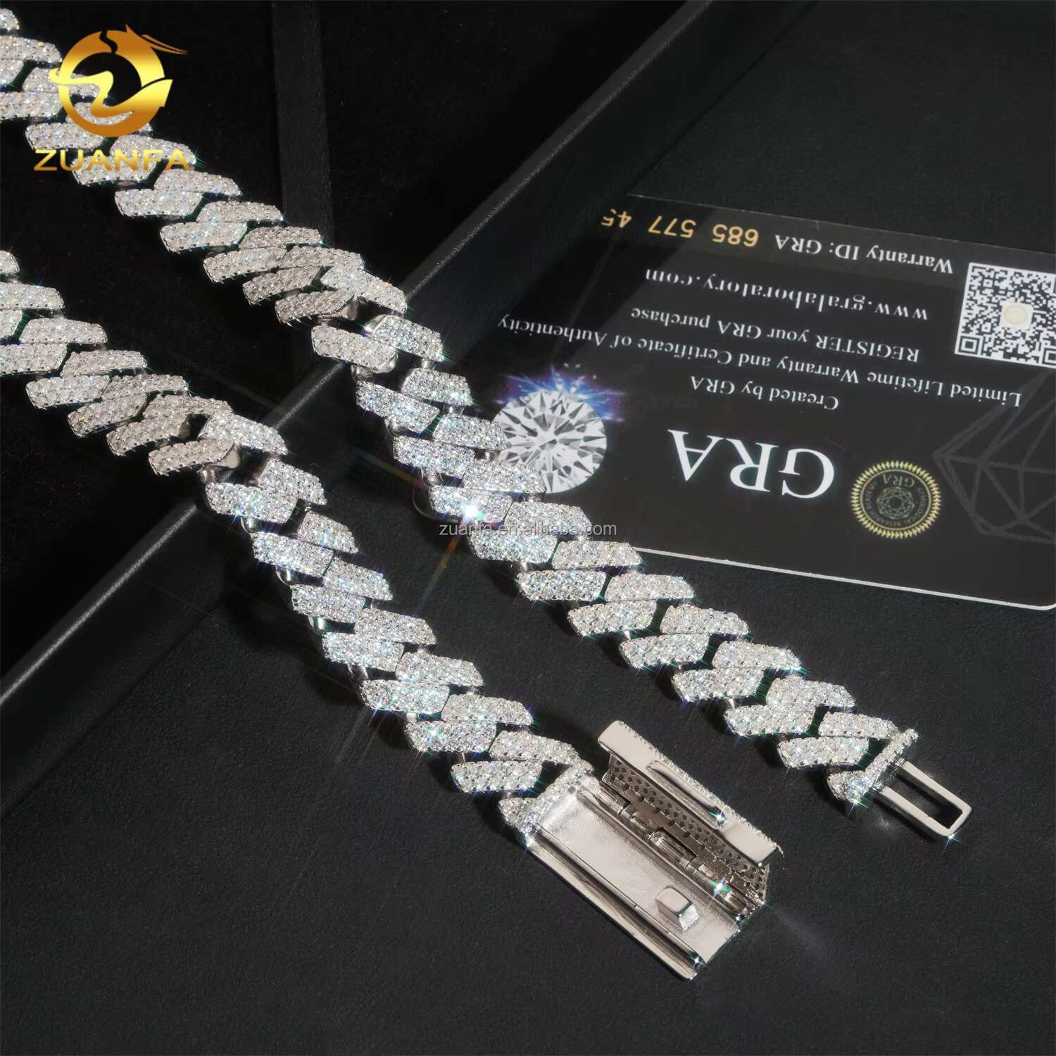 Bulk Stock Drop Shipping High End Solid Sier 14mm Big Guy 2Rows Iced Out Hip Hop VVS1 Moissanite Dia Miami Cuban Link