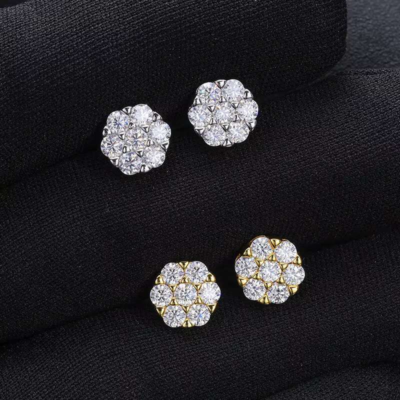 925 Sterling Silver Flower Moissanite Vintage Style Fashion Jewelry Earrings for Weddings and Parties Elegant With Unique Design
