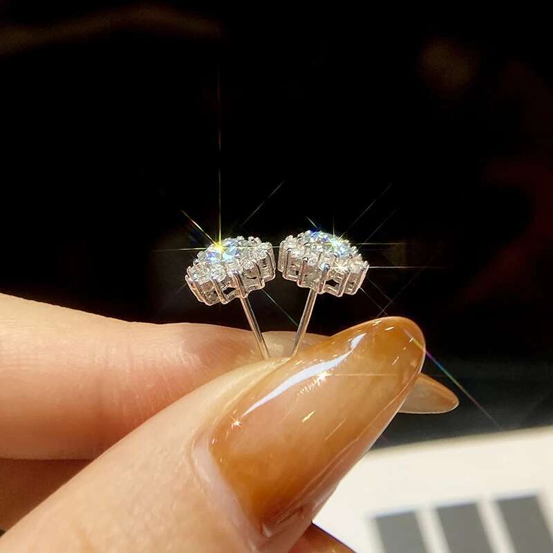 KNB 0.5ct D Color Certified Moissanite Stud Earrings Lab Created Diamond Real 925 Sterling Silver Wedding Fine Jewelry
