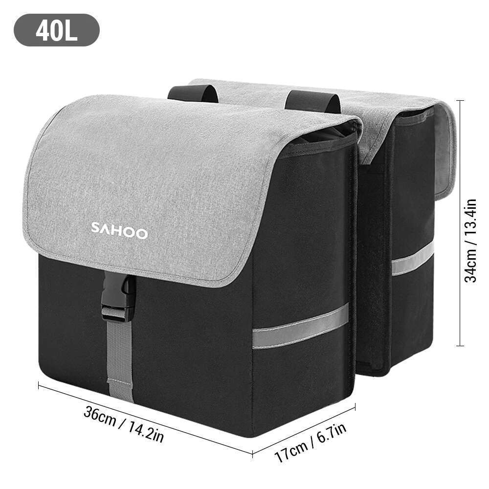 SAHOO Side Seat 40L Large Capacity Bicycle Rear Rack Bag Bike Pannier for Cycling Traveling Commuting
