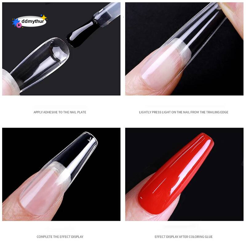 120pcs/bag Ballet False Nail Fully Transparent Acrylic Set Press on Nails Tips Mixed Size Faux Ongles Fantaisie ddmythur