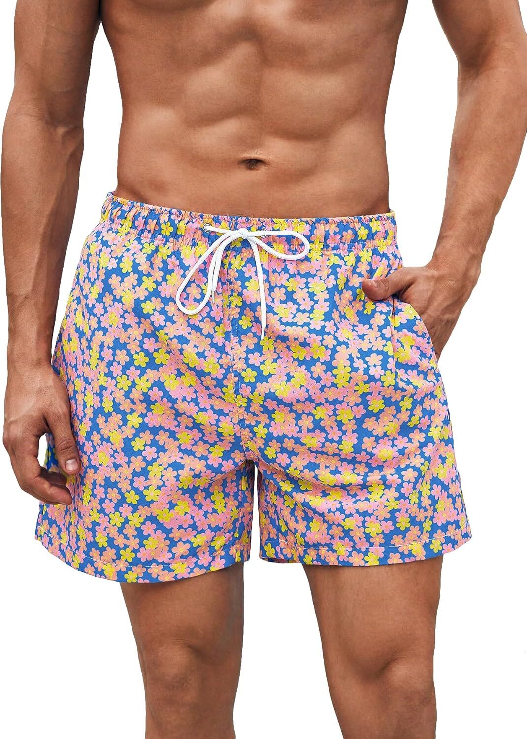 Men's Shorts Floral Print Swimsuit Trunks Quick Dry Beach Shorts fashion