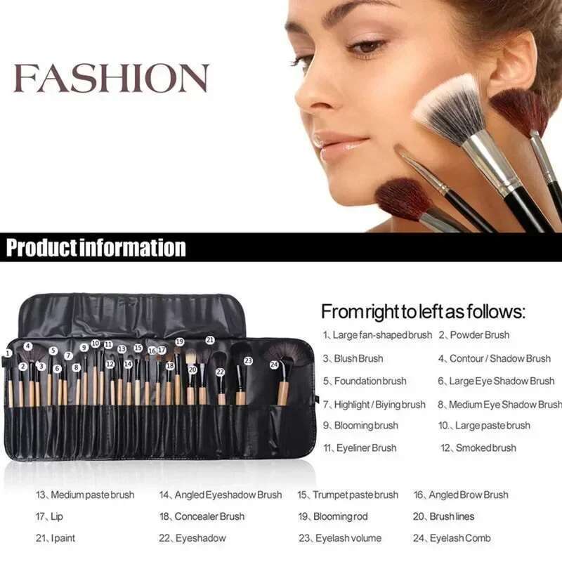 24 pcs Makeup Brush Sets Professional Cosmetics Brushes Eyebrow Powder Foundation Shadows Pinceaux Make Up Tools