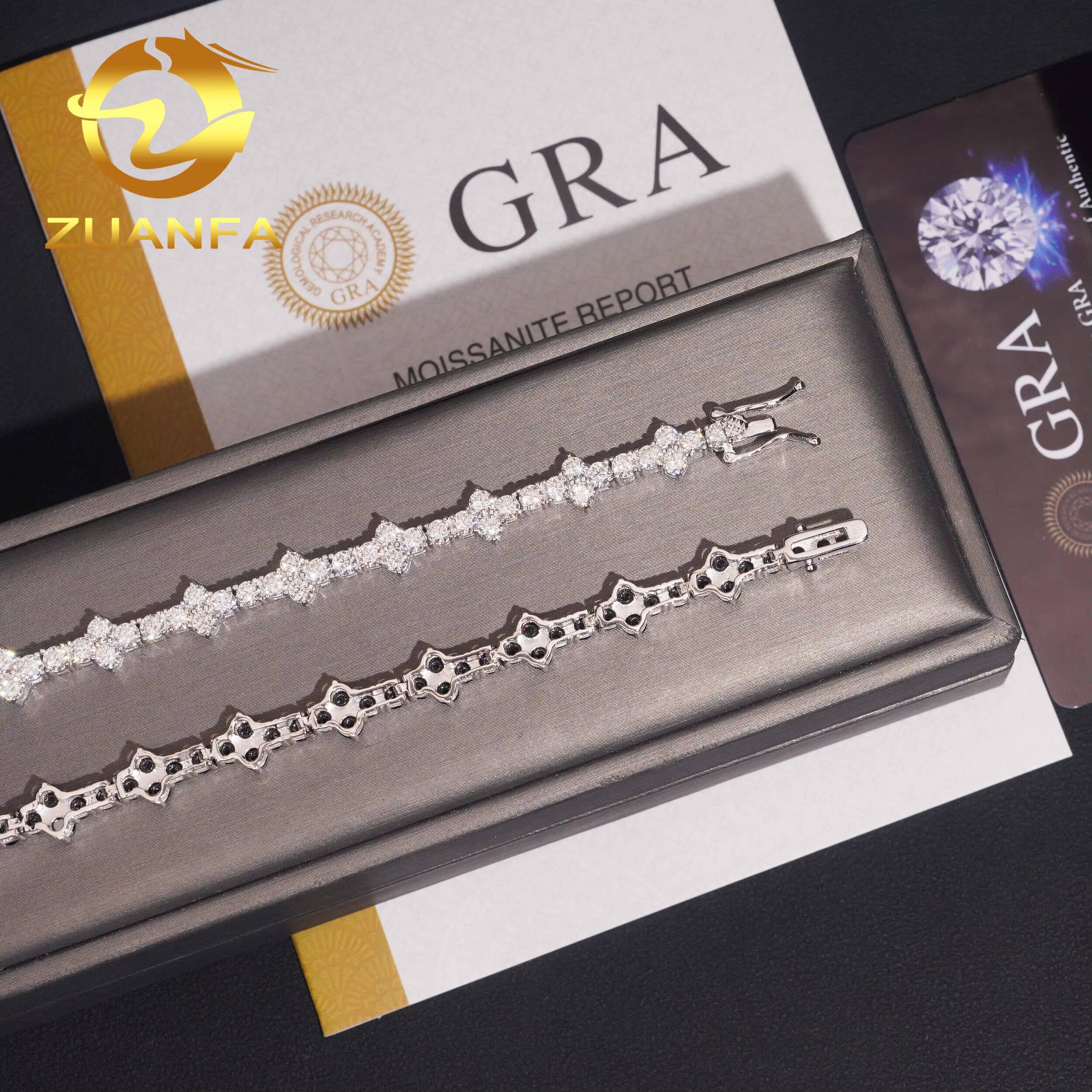 New Cross GRA Certificates 3mm 925 Sterling Silver Man Luxury Hip Hop Jewelry D Moissanite VVS1 Cluster Tennis Chain Bracelets