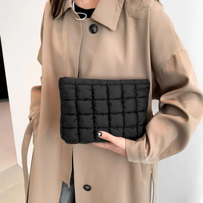 Women Pouch Padded Quilted Storage Puffer Makeup Large Cosmetic Organizer Bag Clutch Handbag Beauty Case