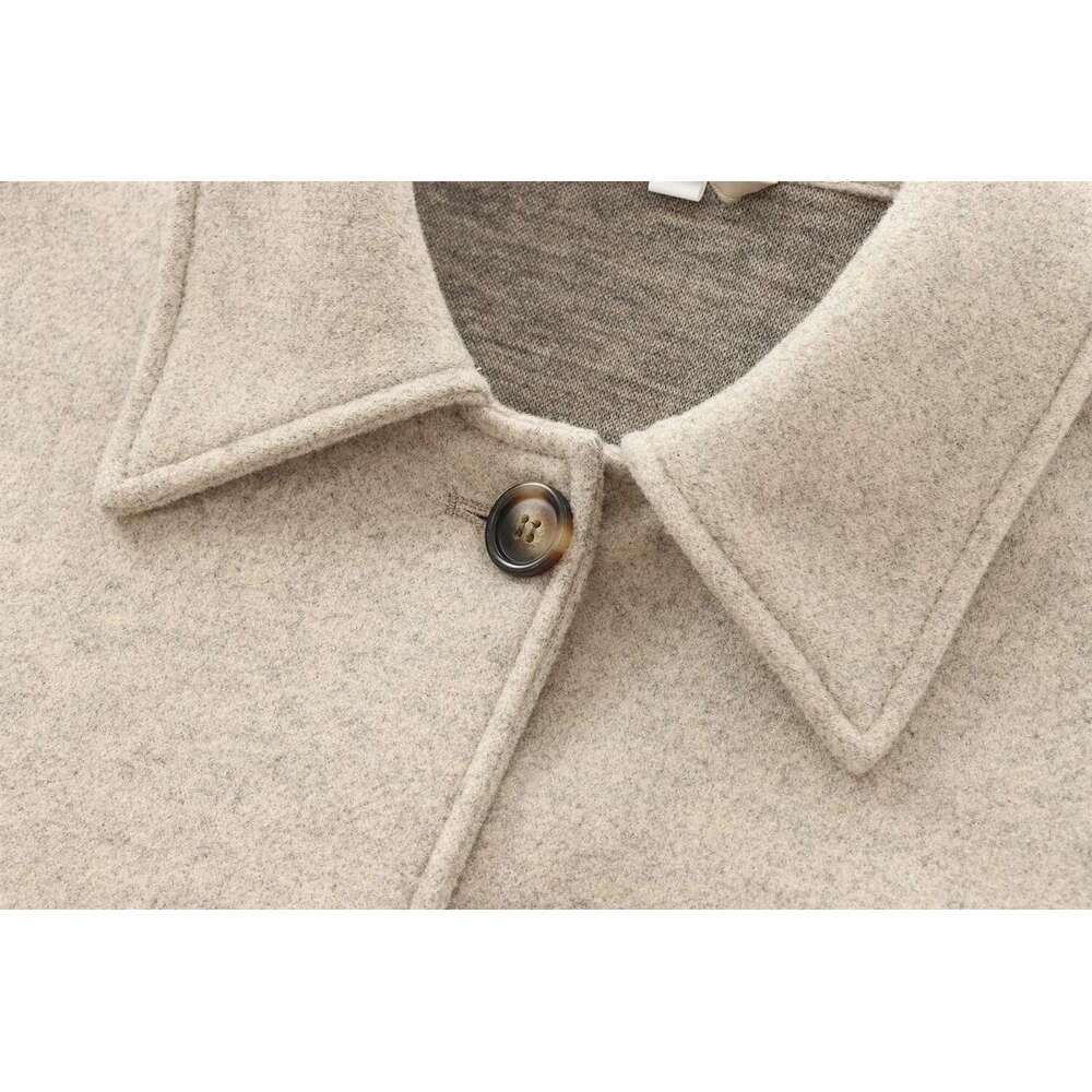 Kar&Otza 24 Autumn New Solid Color Loose Soft Felt Coat with Collar and Long Sleeve Fashion Casual Top