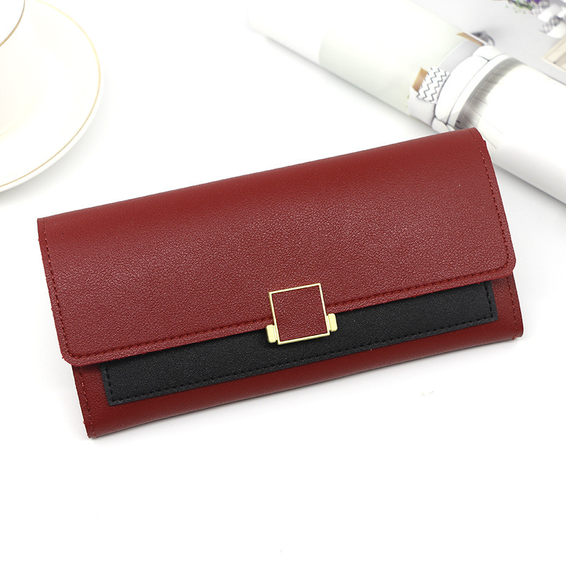 Designer Wallet New Combination Leather Solid Color Simple Long Three Fold Women S Checkered Hand Bag Zero Wallet Clip Luxury Wallet Key Pouch