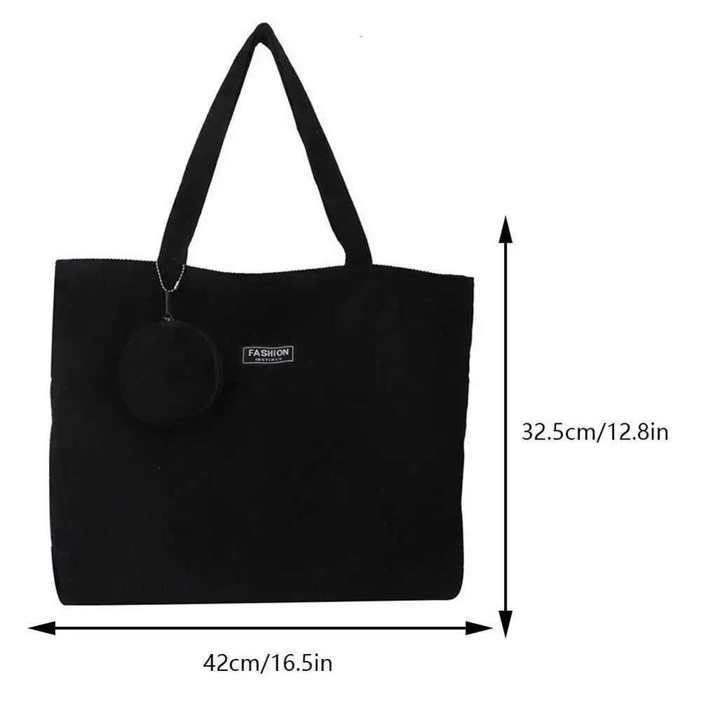 Women Corduroy Handbag Zipper Vintage Tote Foldable Retro Shoulder With Coin Large Capacity Versatile Sling Bag Bag