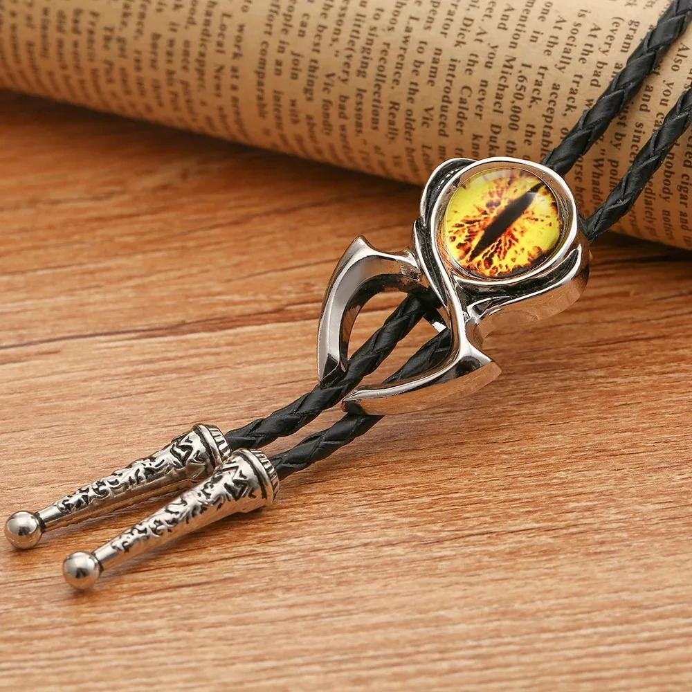 Western cowboy bolo tie mens leather collar rope natural crystal tie accessories unisex British rope 250430