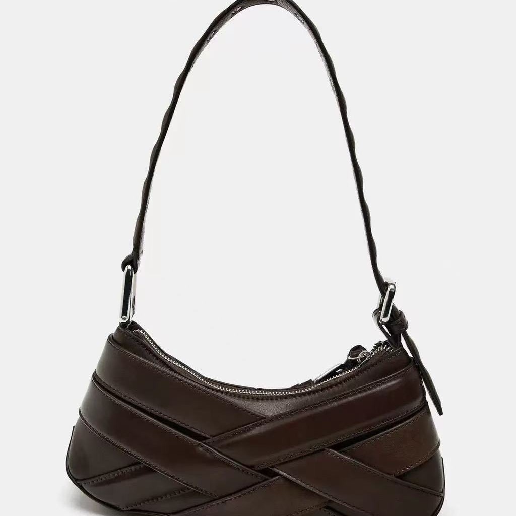 Crossbody Bag 2025 New Women, Leather Pleated Crescent Bag, Rivet Tassel 3 in 1 Shoulder Bag.