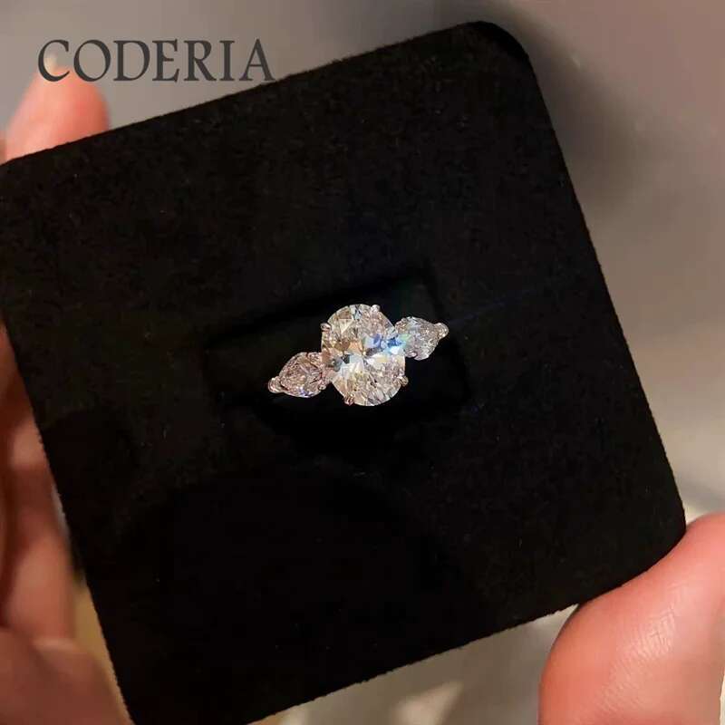 Luxury D color 2 Carat Oval Moissanite Ring Classic Four Claw 925 Sterling Silver Diamond Wedding Rings Women Gift Jewelry