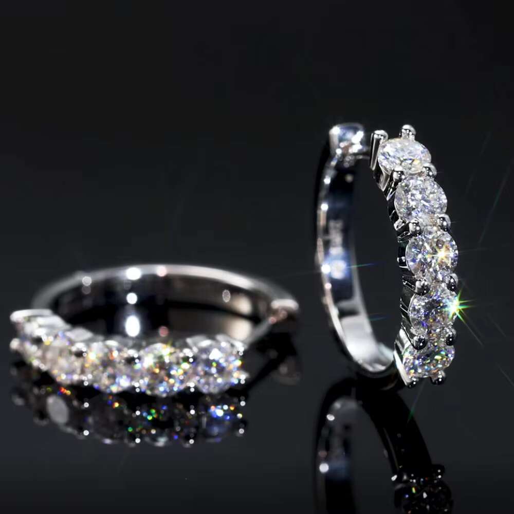 Moissanite Hoop Stud 0.6-2.0Ctw Lab Created Diamond 14K White Gold Plated 925 Sterling Silver Women Men Wedding Huggie Earring