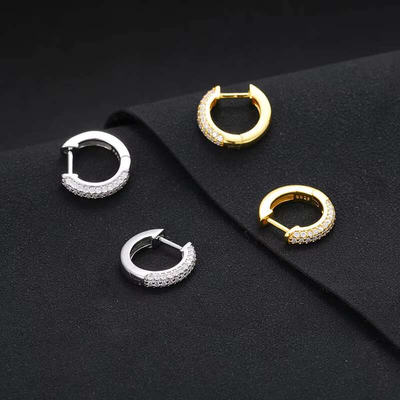 Luxurious New Design Womens Hoop Earrings 925 Sterling Silver Iced VVS Moissanite Gold Plating Hiphop Bling Diamond Perfect