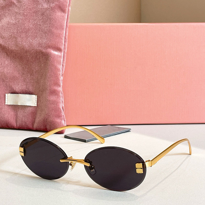 Mens womens luxury designer sunglasses fashionable frameless glasses oval lenses, metal eyelets vacation beach leisure style 1898 UV protection