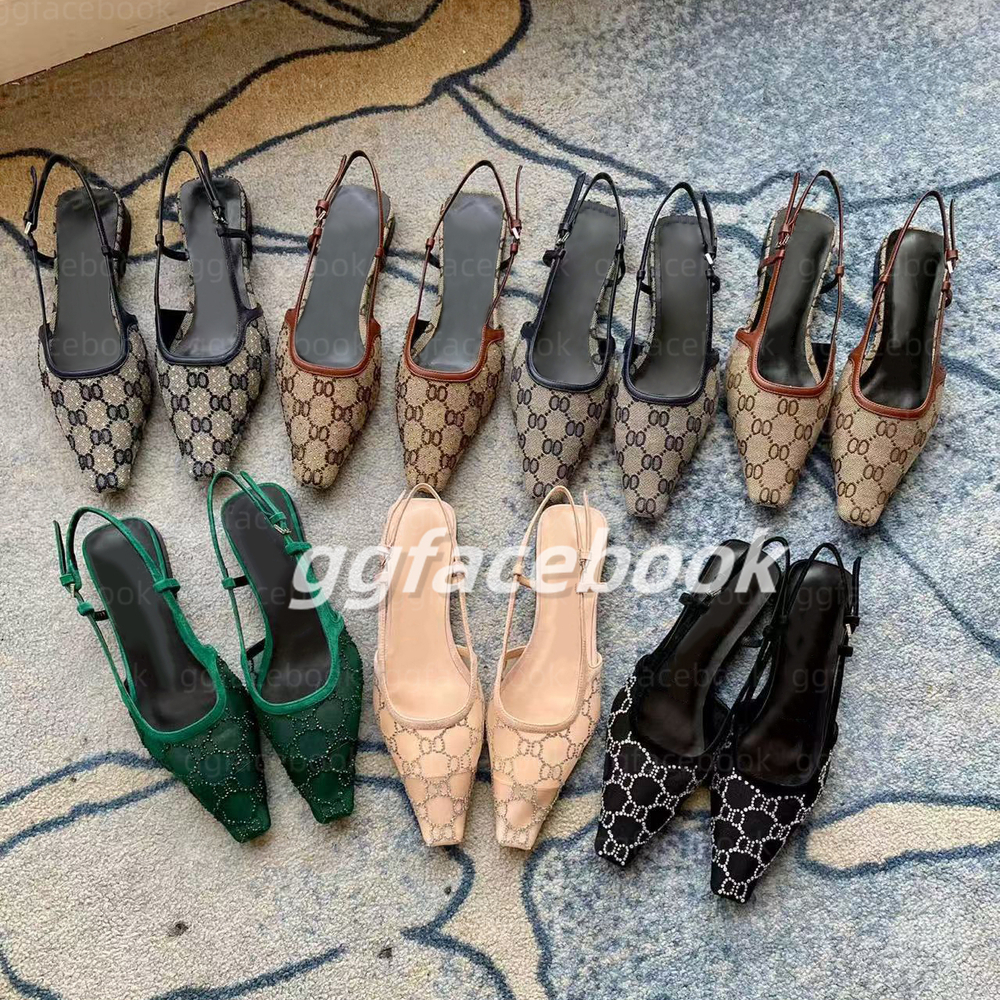 Dress Shoes Slingback high heels Lace up shallow cut shoes Sandals Mid Heel Black mesh with crystals sparkling Print shoes Rubber Leather Ankle Strap size 36-42