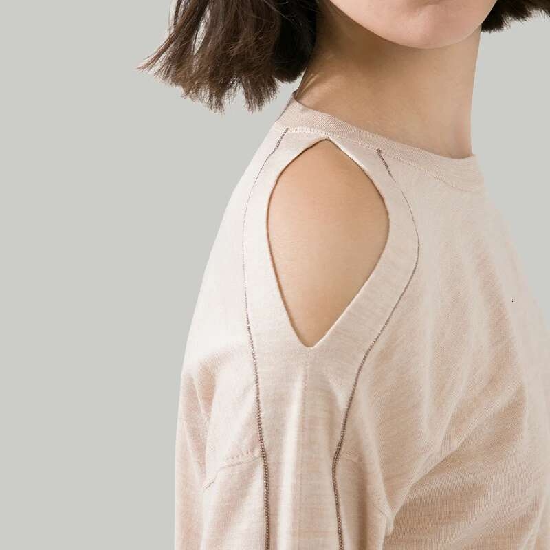 1604 100% Wool Pullover Off Shoulder Thin Loose Top Sweater For Women Ladies Autumn Cloths Women's Clothing