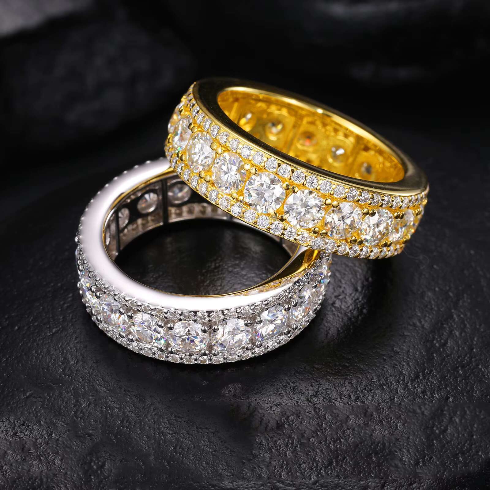 925 Sterling Silver Fine Jewelry VVS D Moissanite Diamond Wedding Engagement Ring Cut Gemstone Rings Unisex Anniversary Occasion