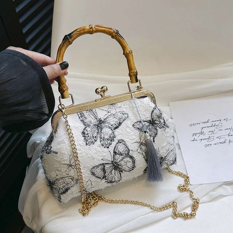 New Chinese Qipao Bag, Women's Fashion Handbag, Elegant Classical Banquet, Party Making, Butterfly Pattern