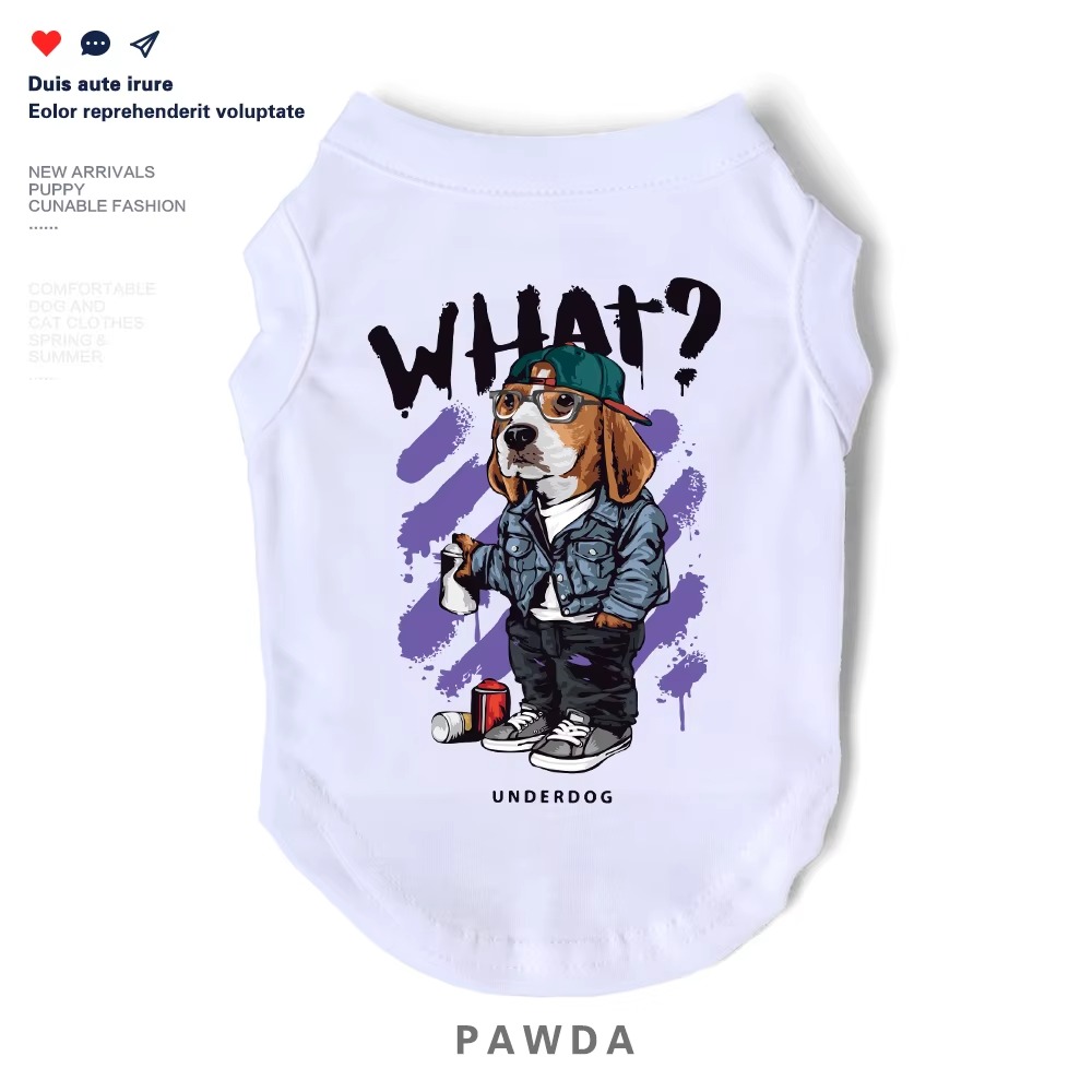 Dog Shirt Dog Vest Imitating Design Summer Dog Clothes Cool Graffiti Style Pattern Printing Cotton Dog T-Shirt for Small Medium Dog Boys Girls Shirt X