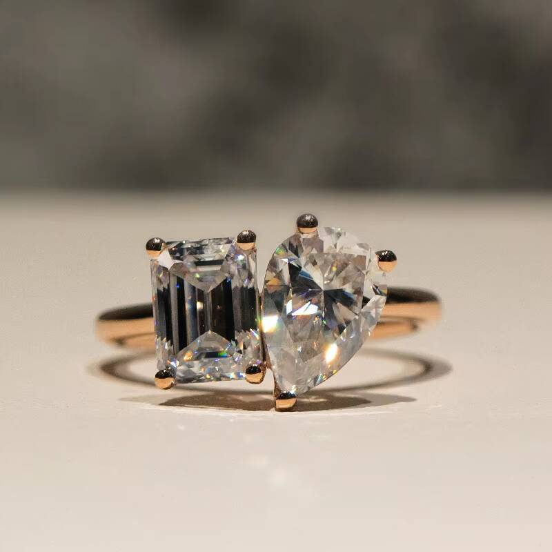 KIBO High-end Fine Jewelry Customized 2carat Moissanite Diamond Wedding 14k Solid Gold Moissanite Engagement Ring Women