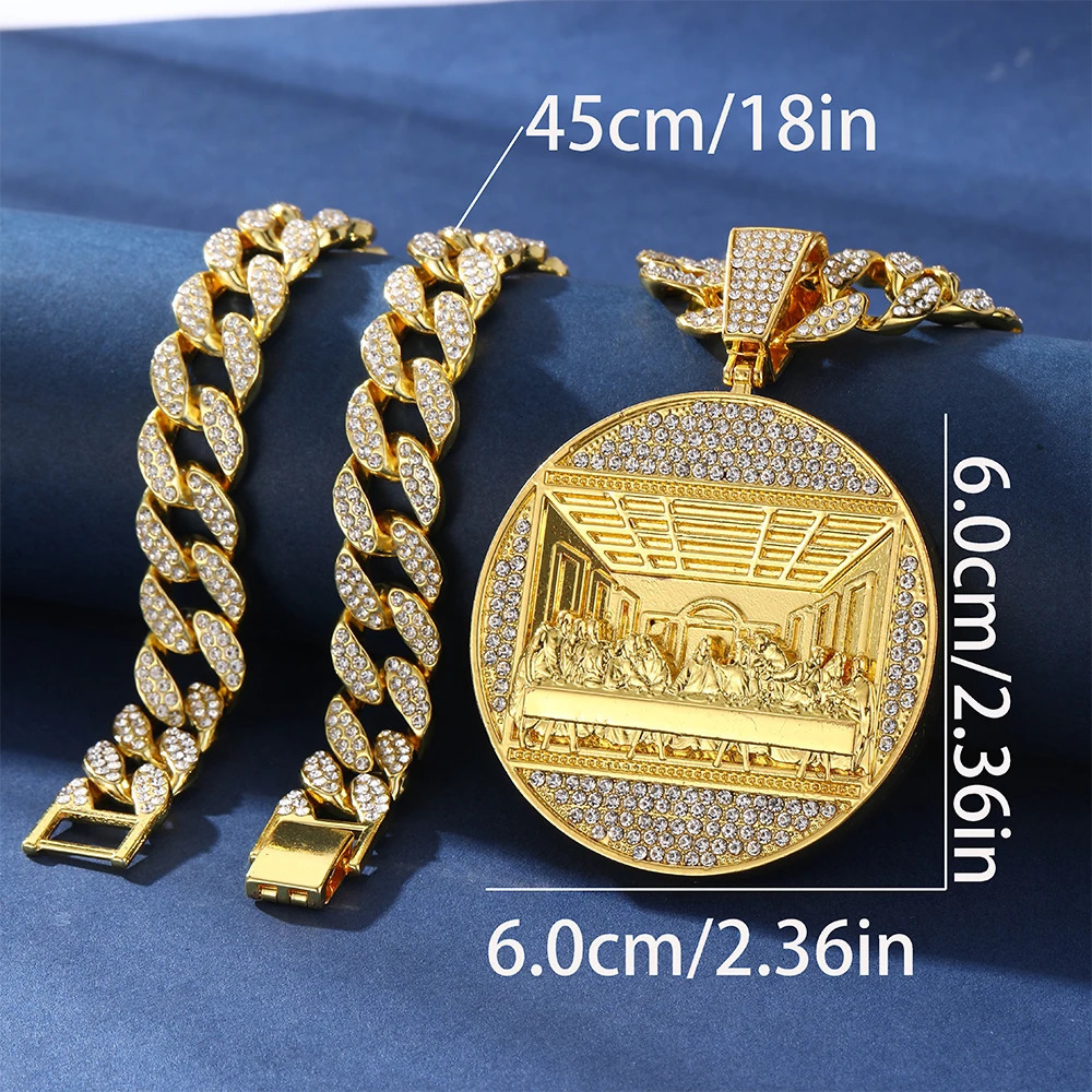 Hip hop Last Supper Pendant Jewelry Necklace Rap Singer Necklace Religious Men and Women Cuban Pop Chain Gift 250428