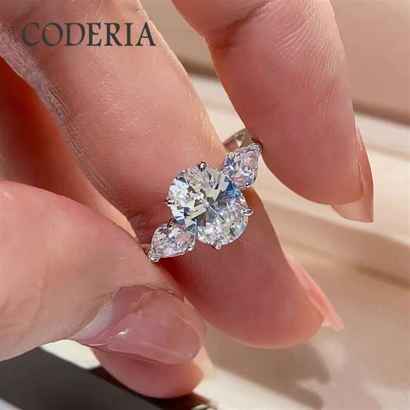 Luxury D color 2 Carat Oval Moissanite Ring Classic Four Claw 925 Sterling Silver Diamond Wedding Rings Women Gift Jewelry