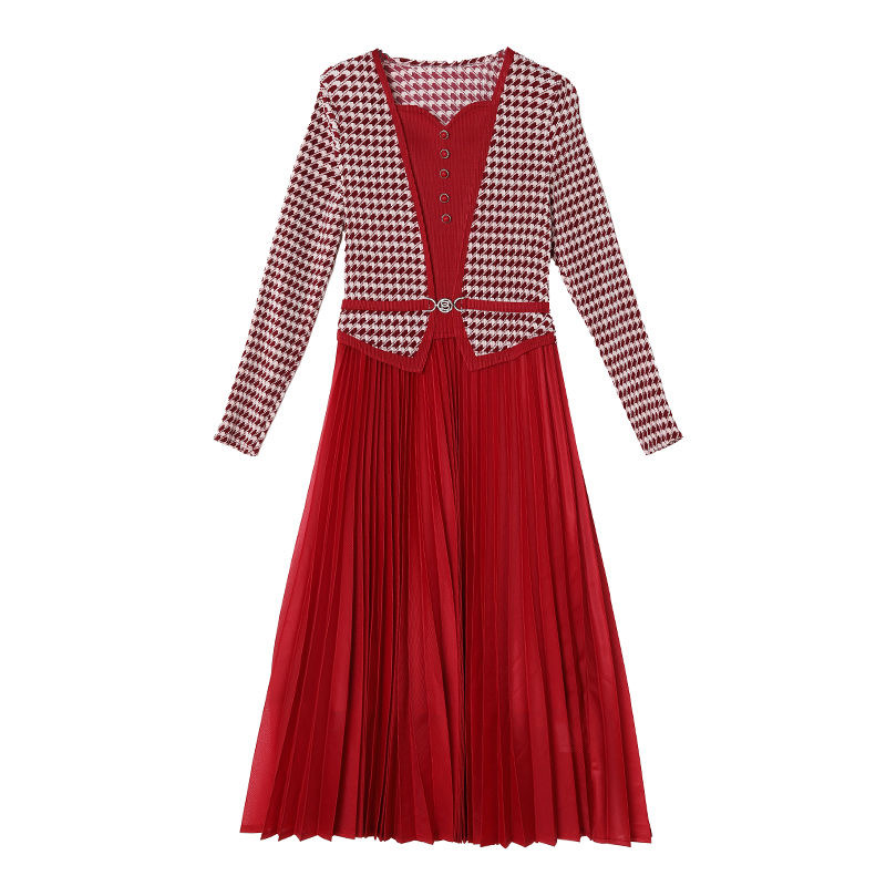 Large size women's dress 2025 new Chinese style fashion V-neck slim dress long skirt D02318