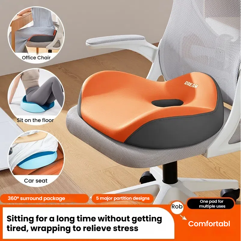Ultra-Comfort Memory Foam Seat Cushion for Home/Office/Car - Ergonomic ass Pain Relief, Breathable & Washable Cover, Portable