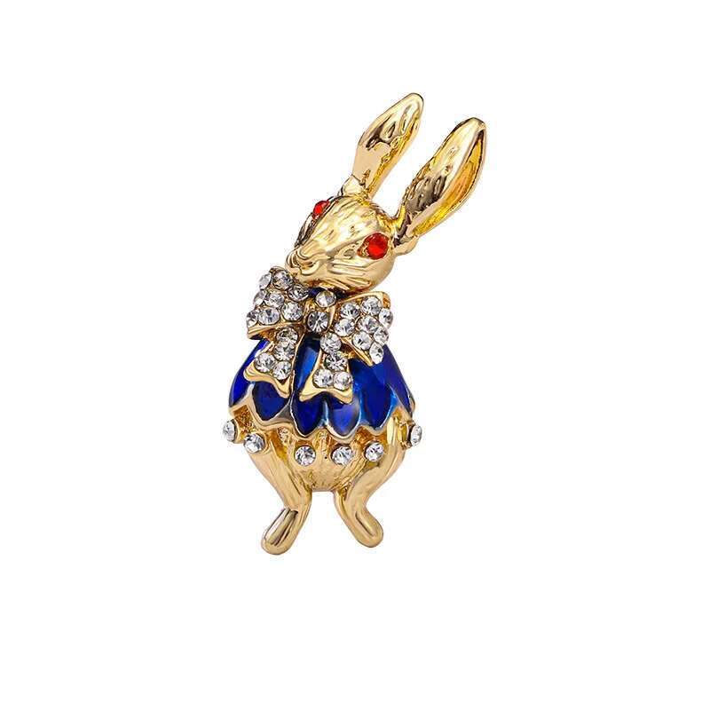 Cute Romantic Blue Rabbit Pin Women Girl Exquisite New Years Gift Men Banquite Suit Lapel Pins Animal Zodiac Brooch