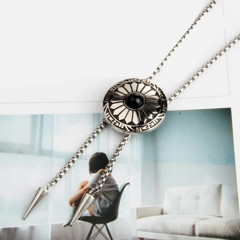 Round Bolo Tie Necklace Metal Bolas Tie Necktie Vintage Bolo Tie Jewelry DXAA 250430