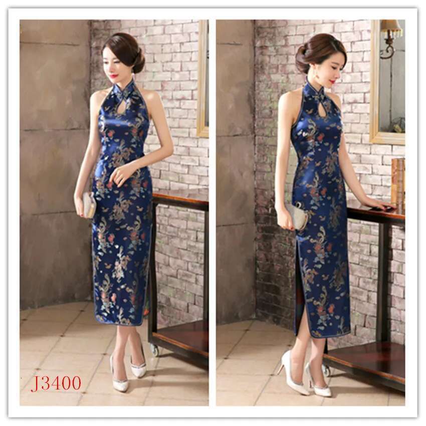 Sexy Backless Sleeveless Cheongsam Female Retro Classic Brocade Chinese Qipao Dress Plus Size Dragon And Phoenix Vestidos 3Xl