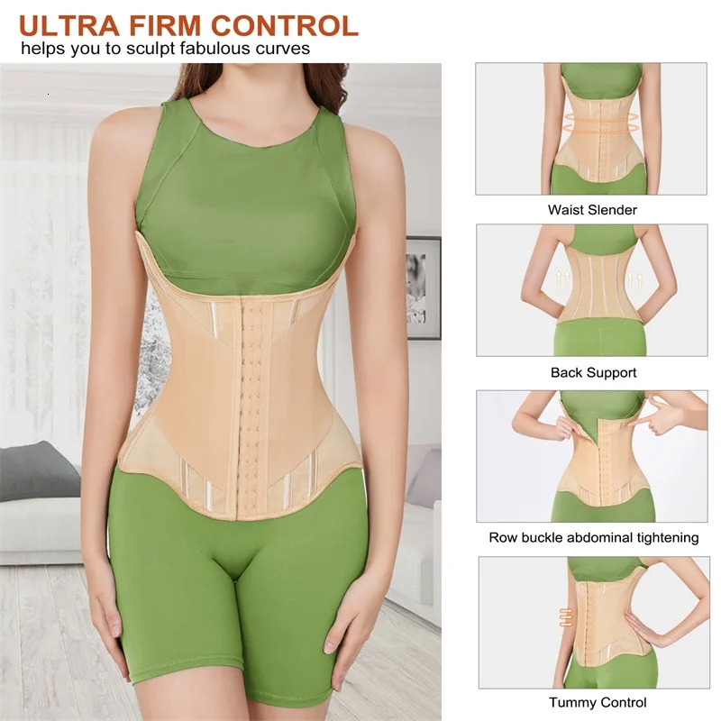 MiiOW Ushaped waist trainer tight corset for women button shaped breasts lifting steel frame flat abdomen weight loss 250430