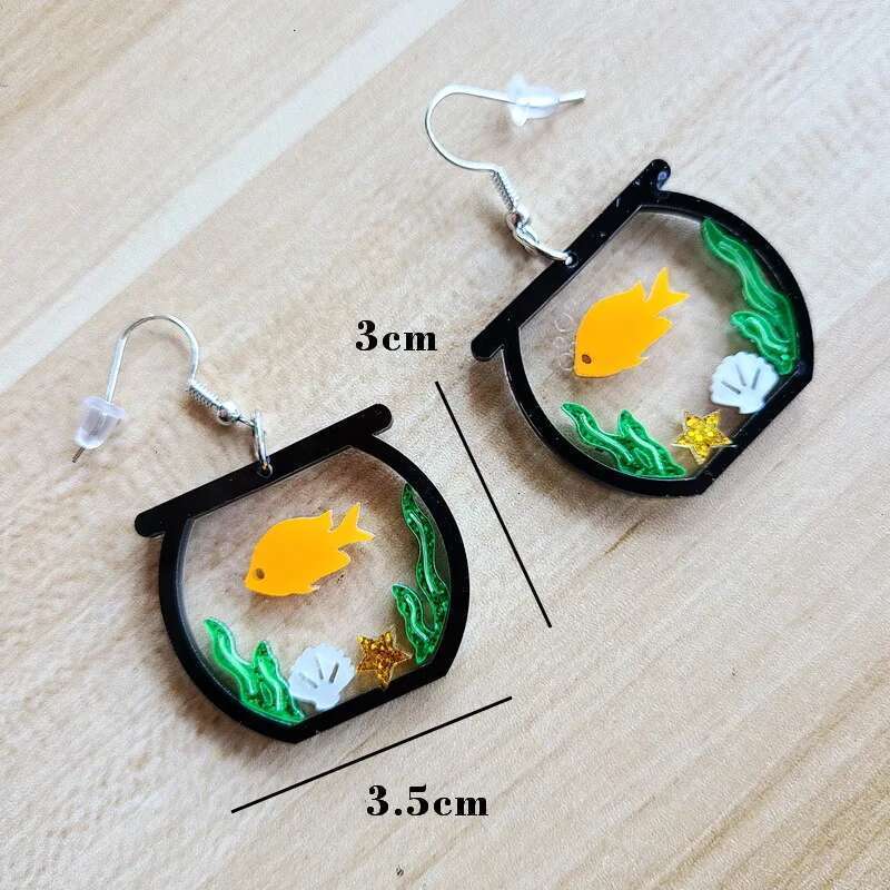 Donarsei Cute Transparent Goldfish Bowl Drop For Women Funny Animal Fish Acrylic Dangle Earrings Novelty Jewelry