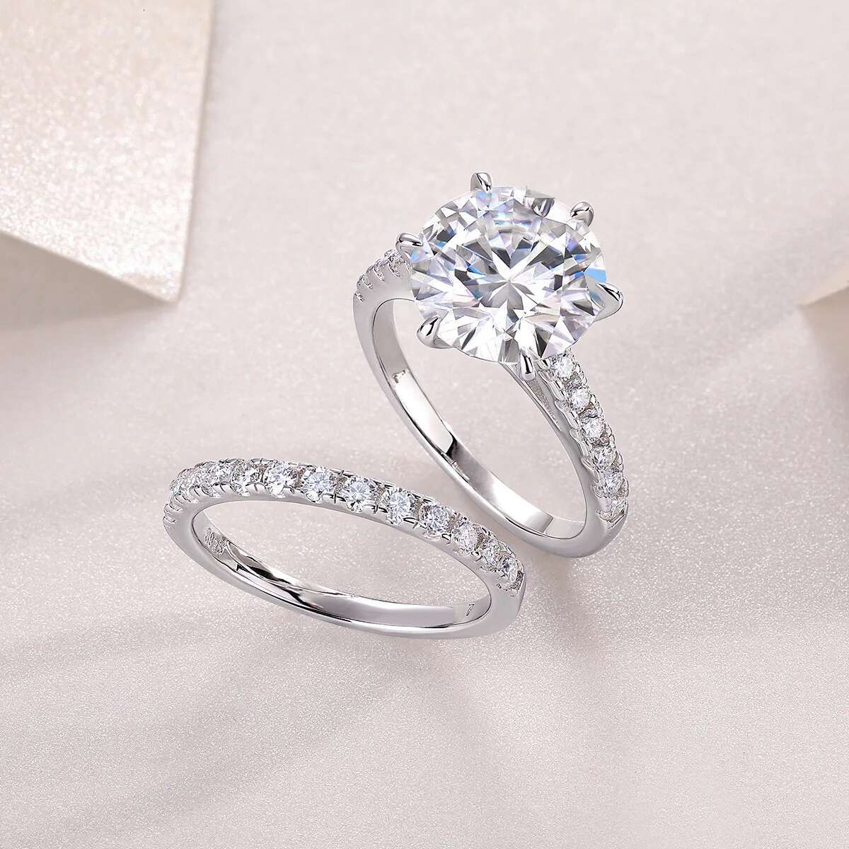 5CT Full Moissanite Diamond D Color Womens Ring S925 Sterling Sliver 18K White Gold Rings Fine Jewelry for Women