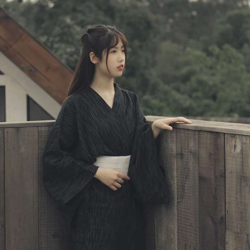 Japanese Fashion Kimono Women Traditional Yukata Bathrobe Belt Geisha Samurai Cultural Streetwear Perform Photoshoot Carnival
