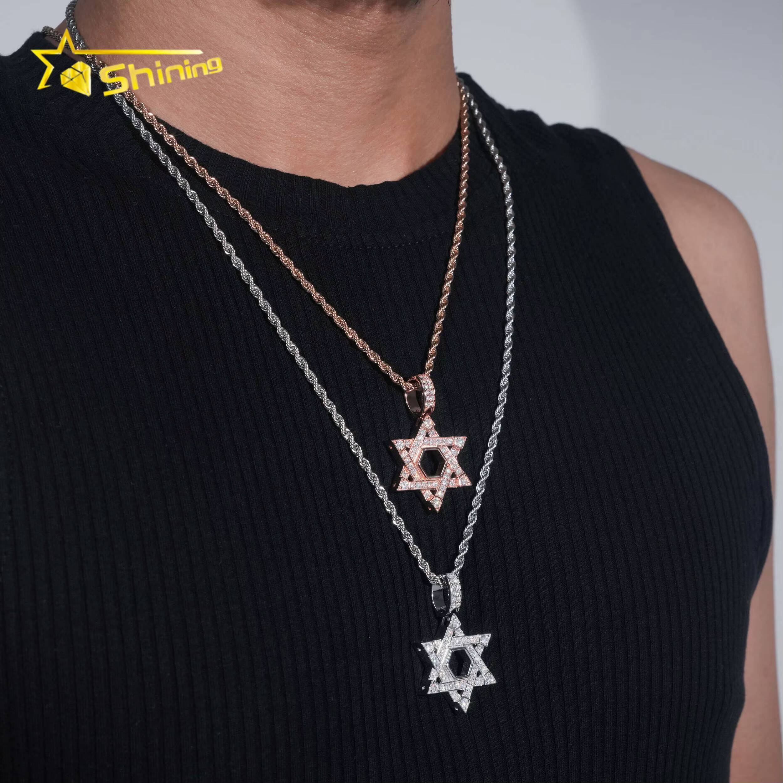 New Arrival Star Shape Charm Pendants 925 Silver Hip Hop Jewelry Men Women GRA Certified VVS Moissanite Pendant Necklace