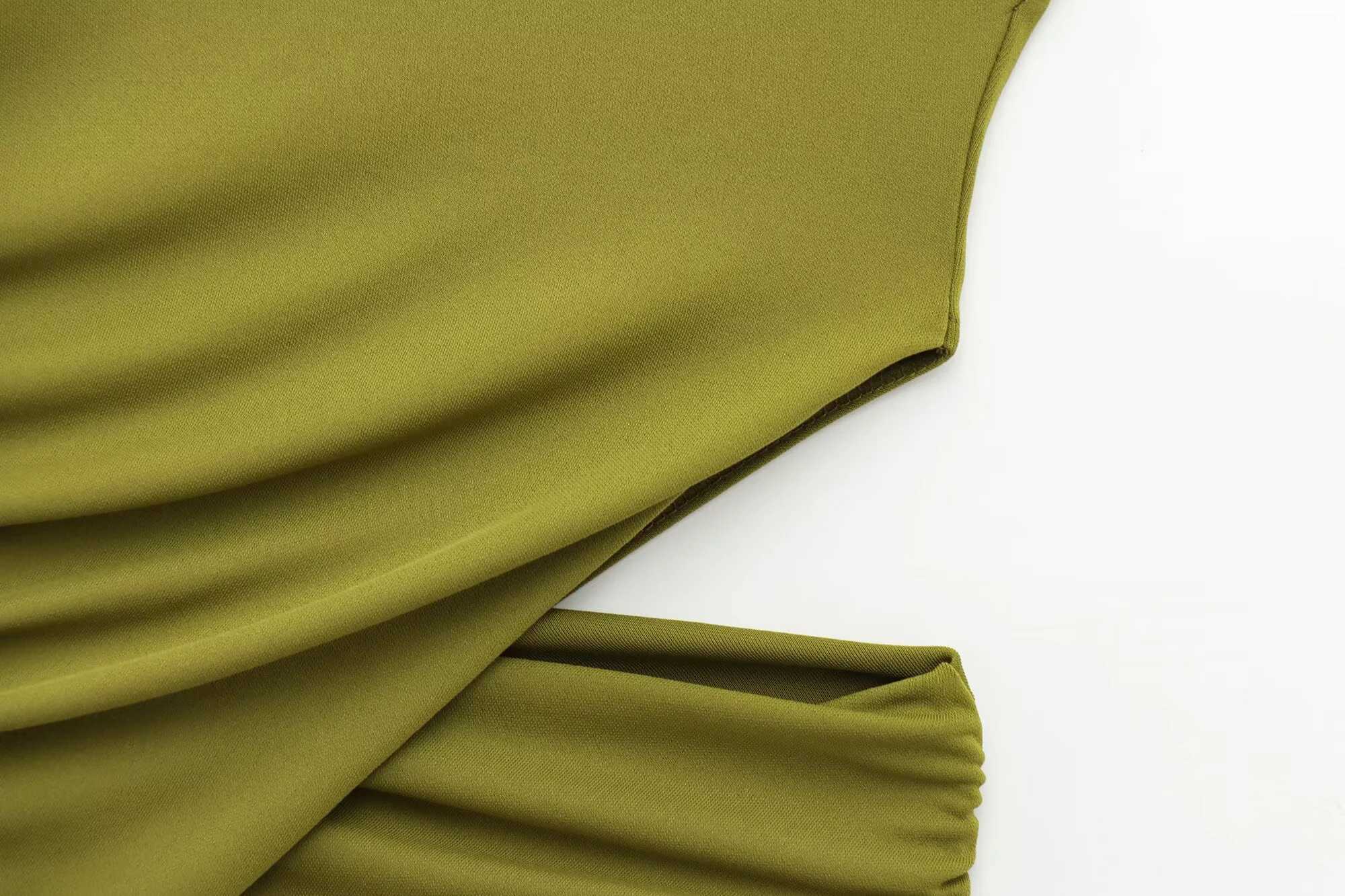 Spring 2025 new womens clothing European and American style pleated decoration hollow design sleeveless long dress W250430