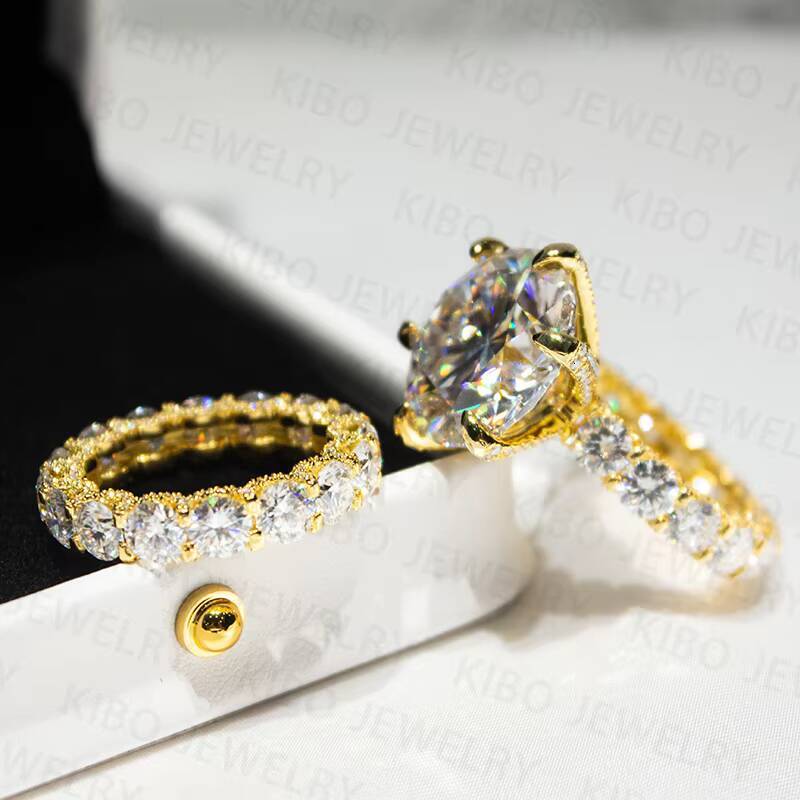 Gold Plated 925 Silver Fine Jewelry Rings VVS Moissanite Diamond Engagement Rings for Women Wedding Ring