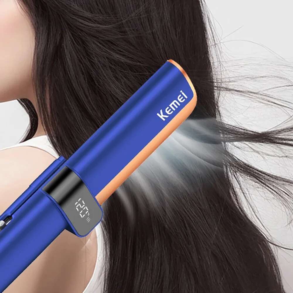 Kemei Airflow Straightener Flat Iron Dries and Straightens Simultaneously From Wet To Dry Women Hair Styling Tools Quickly
