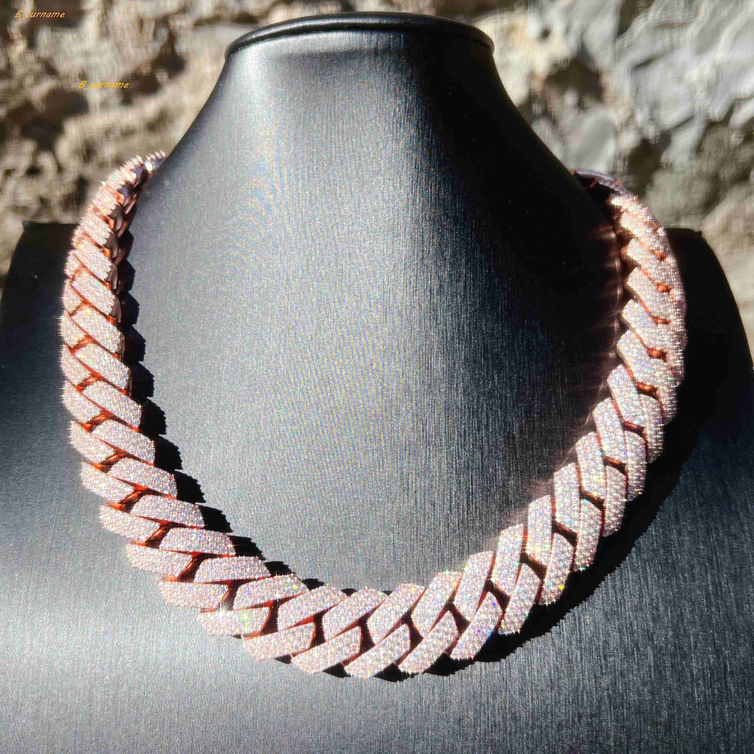 Fine Jewelry Necklace 15mm 925 Sterling Silver Vvs Moissanite Cuban Link Chain