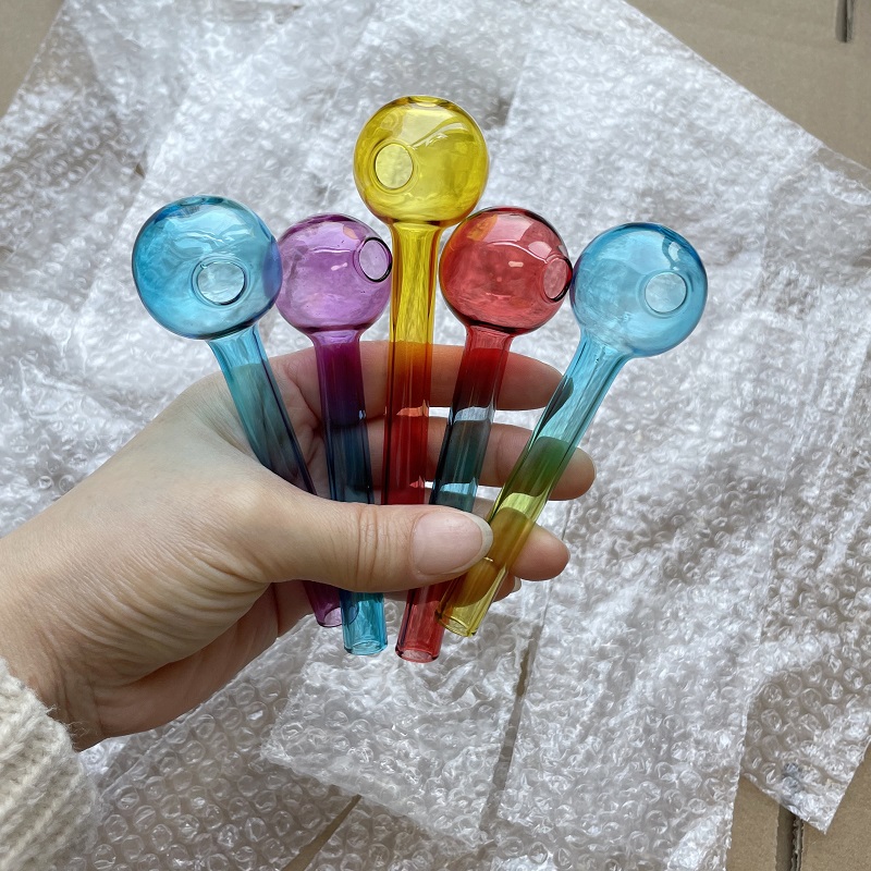 10cm 30ball Colorful Pyrex Glass pipe Oil Burner Tube Burning Great tubes Nail tips Hand Pipes Smoking accessories