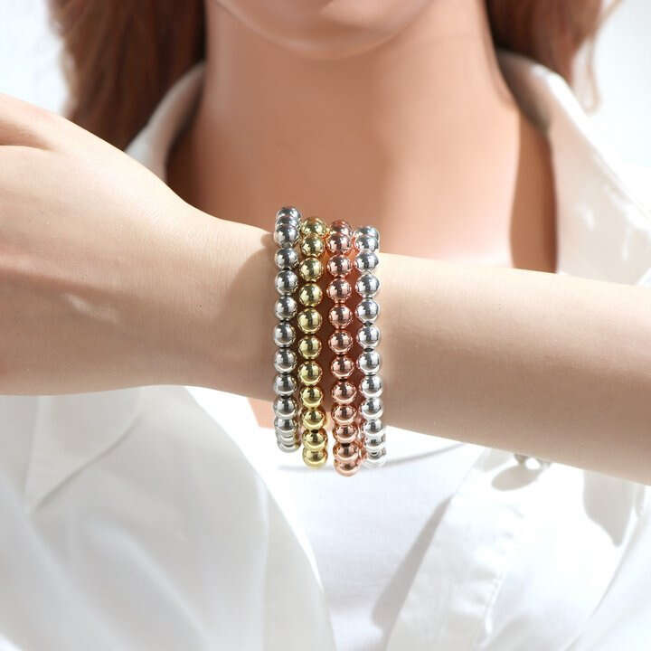 Hot selling copper plated gold elastic with color preservation, high-end personalized hip-hop bead bracelet