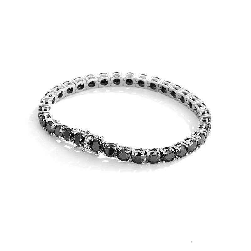 Fashion Black Moissanite Chain S925 Silver 3-4mm Iced Out Moissanite Tennis Chain Tennis Bracelet
