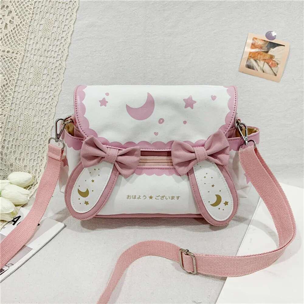 Women Lolita Bow Tie Fashion Shoulder Bags Japanese Style Cute Rabbit Crossbody Girls Kawaii Satchel Sweet Messenger Bag Bag