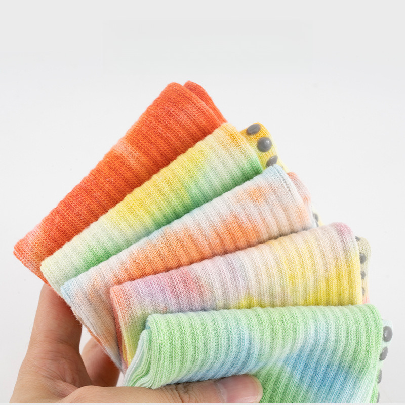 Summer thin fashion tie dye yoga anti slip indoor gym floor training dance Pilates sports socks
